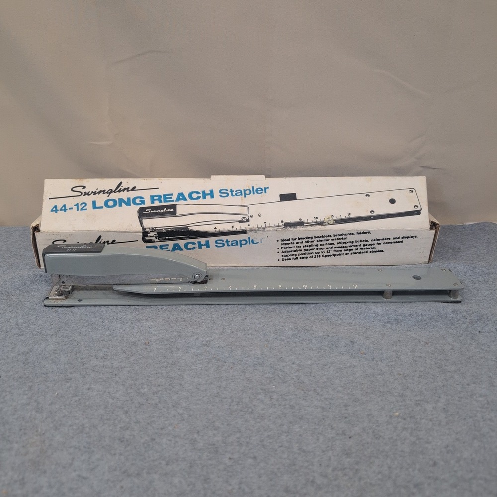 Swingline 44-12 Long Reach Stapler Gray Booklet Binder with Box and Manual